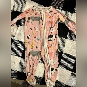 Little Sleepies Pink Farm Zippie Newborn